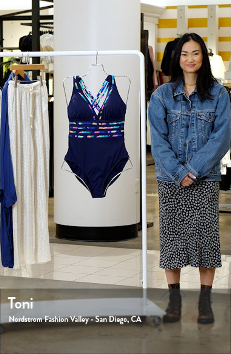 Painted Cross Back One-Piece Swimsuit, sales video thumbnail