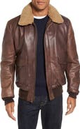 Schott NYC Cowhide Bomber Jacket with Genuine Shearling Collar