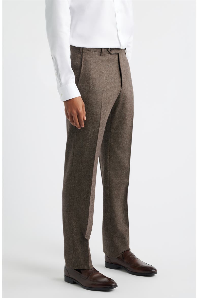 Devon Flat Front Stretch Wool & Cashmere Dress Pants, Alternate, color, BROWN