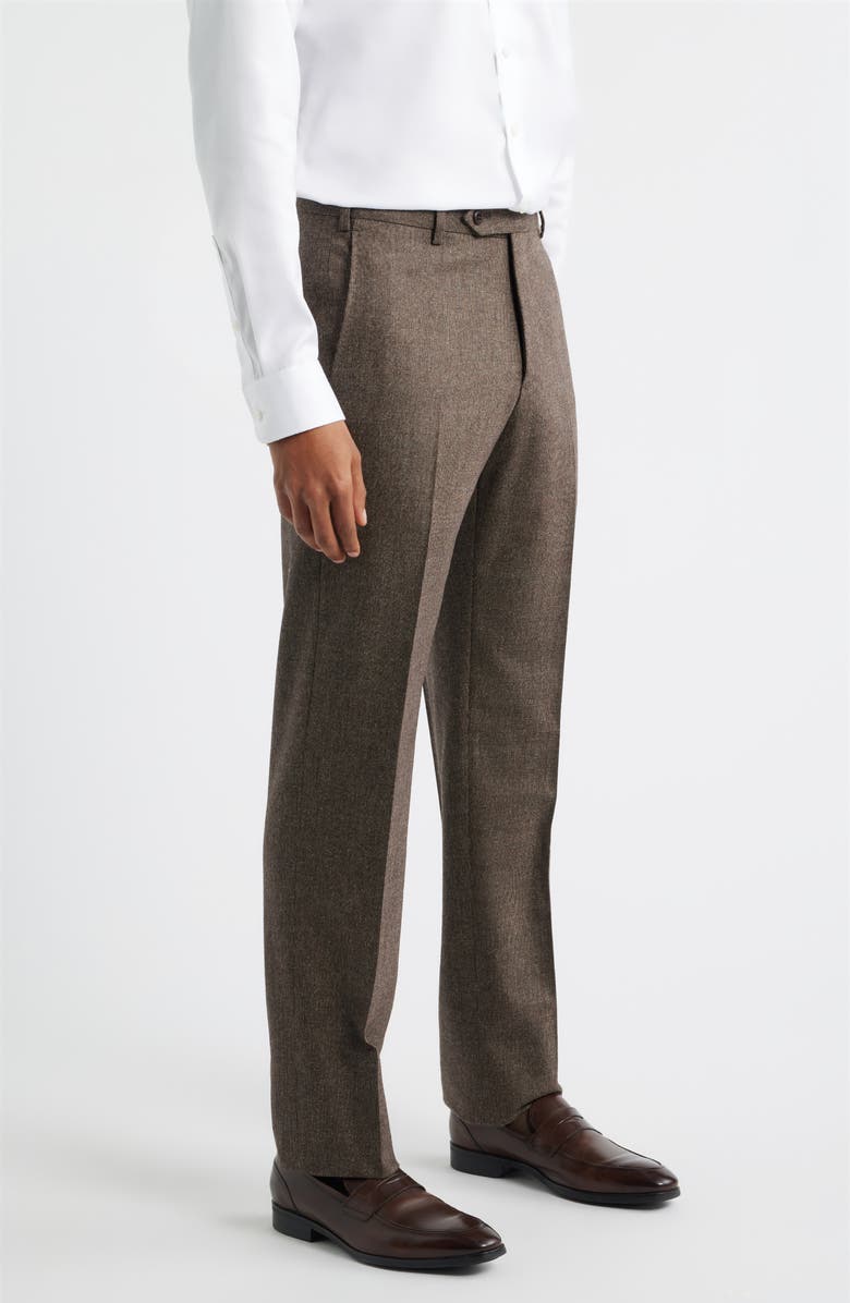 Zanella Devon Flat Front Stretch Wool & Cashmere Dress Pants, Alternate, color, Brown