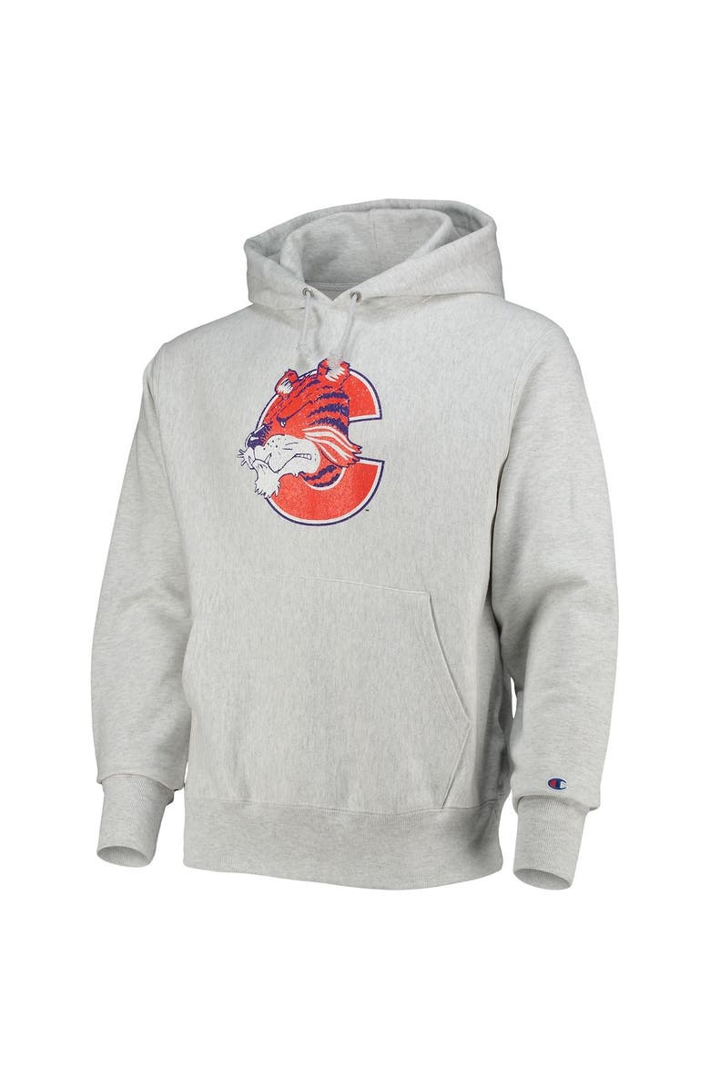Champion Men's Champion Heathered Gray Clemson Tigers Team Vault Logo Reverse Weave Pullover Hoodie, Alternate, color,
