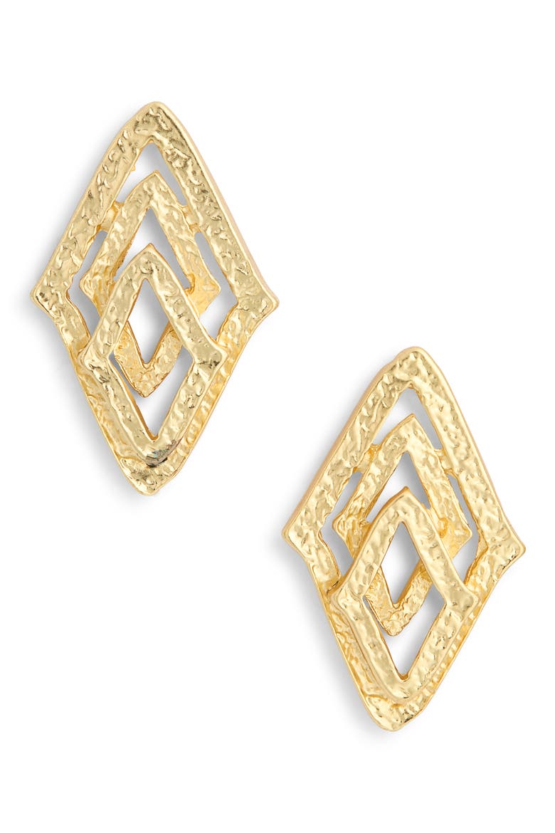 Layered Triangle Stud Earrings, Main, color, GOLD