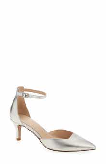 Pelle Moda Kendal Ankle Strap Pointed Toe Kitten Heel Pump