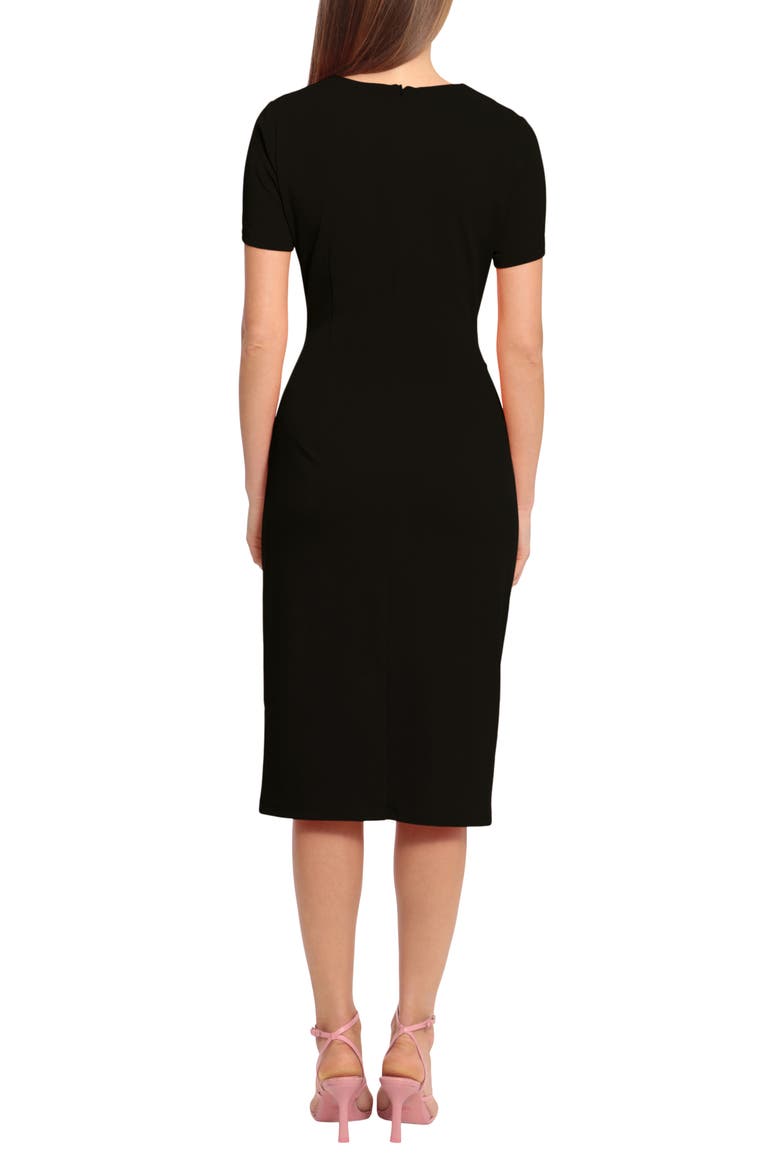 Ruched Short Sleeve Midi Dress, Alternate, color, BLACK