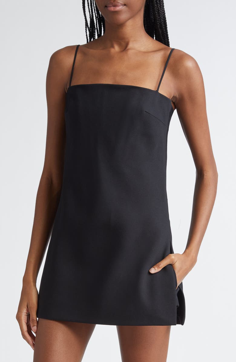 Alexander Wang Convertible Minidress with Genuine Shearling Stole, Alternate, color, 