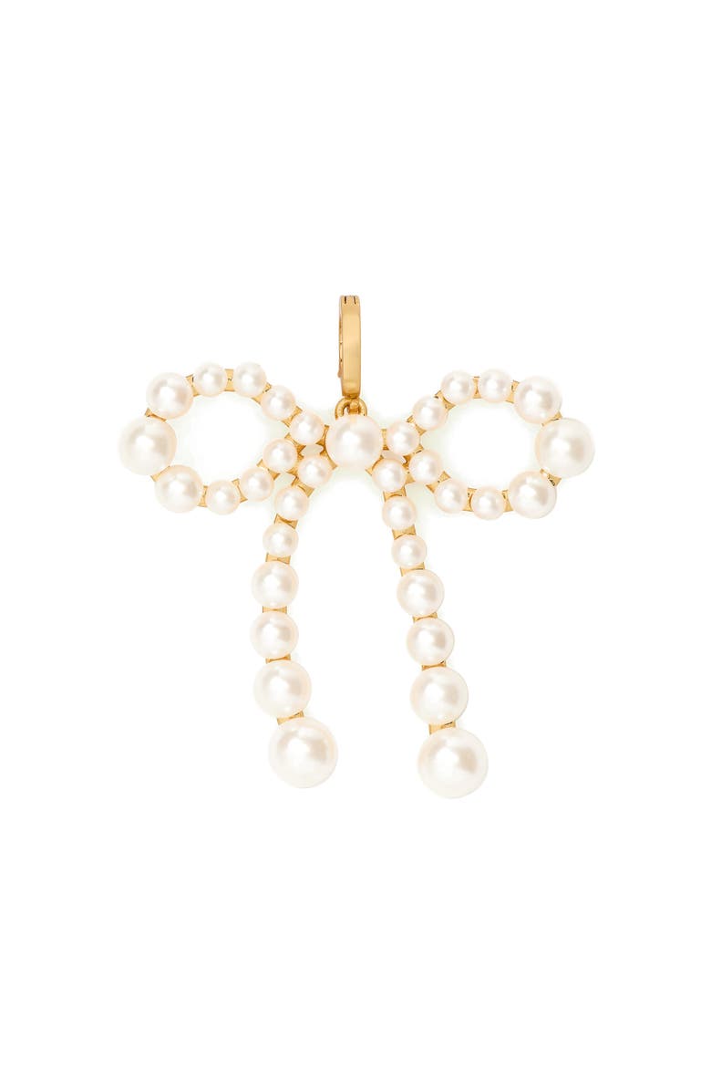 Kate Spade New York faux pearl bow charm, Main, color, White Gold.