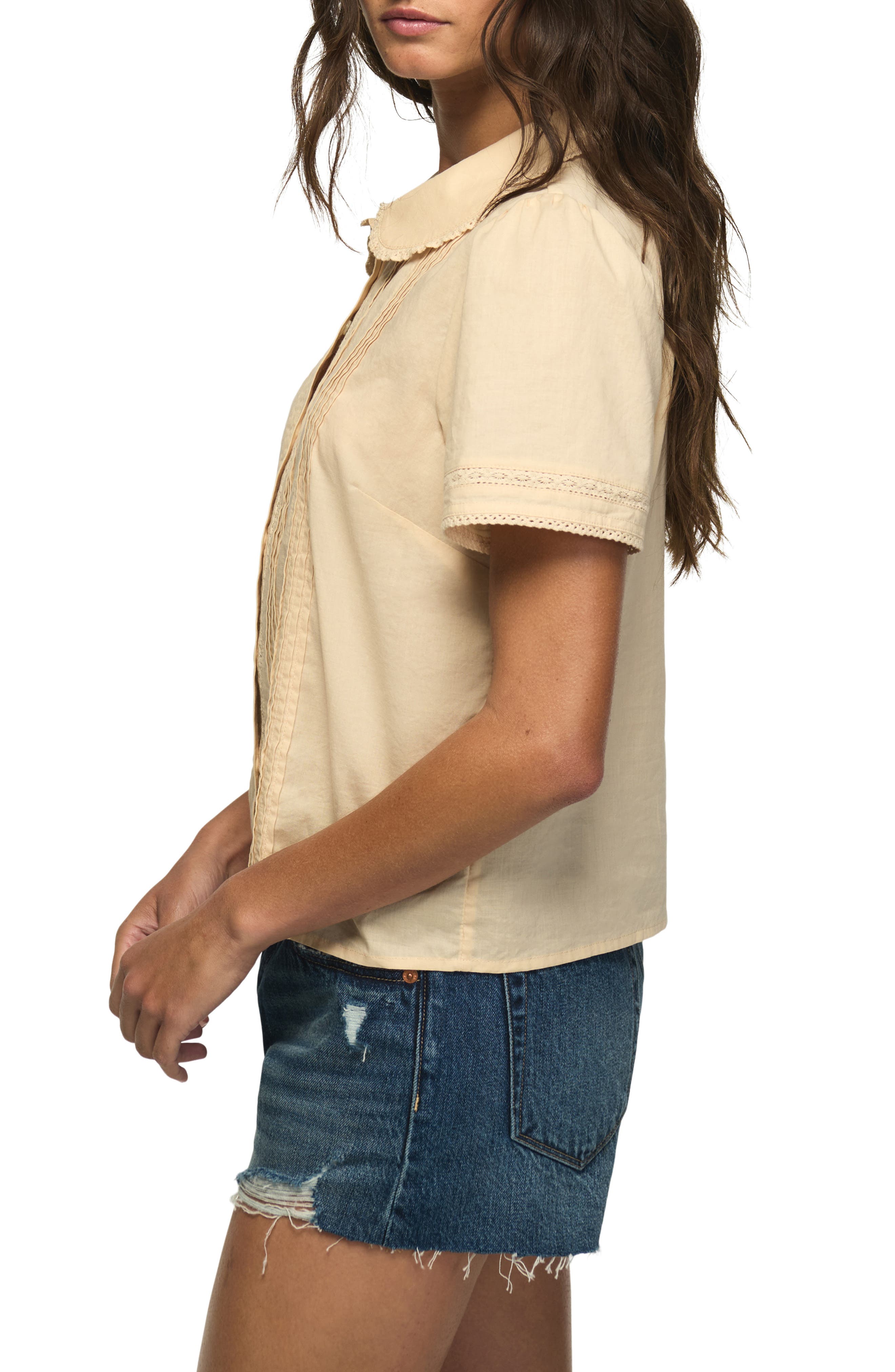 Lucky Brand Short Sleeve Peter Pan Button Up Shirt (Women) | Nordstrom