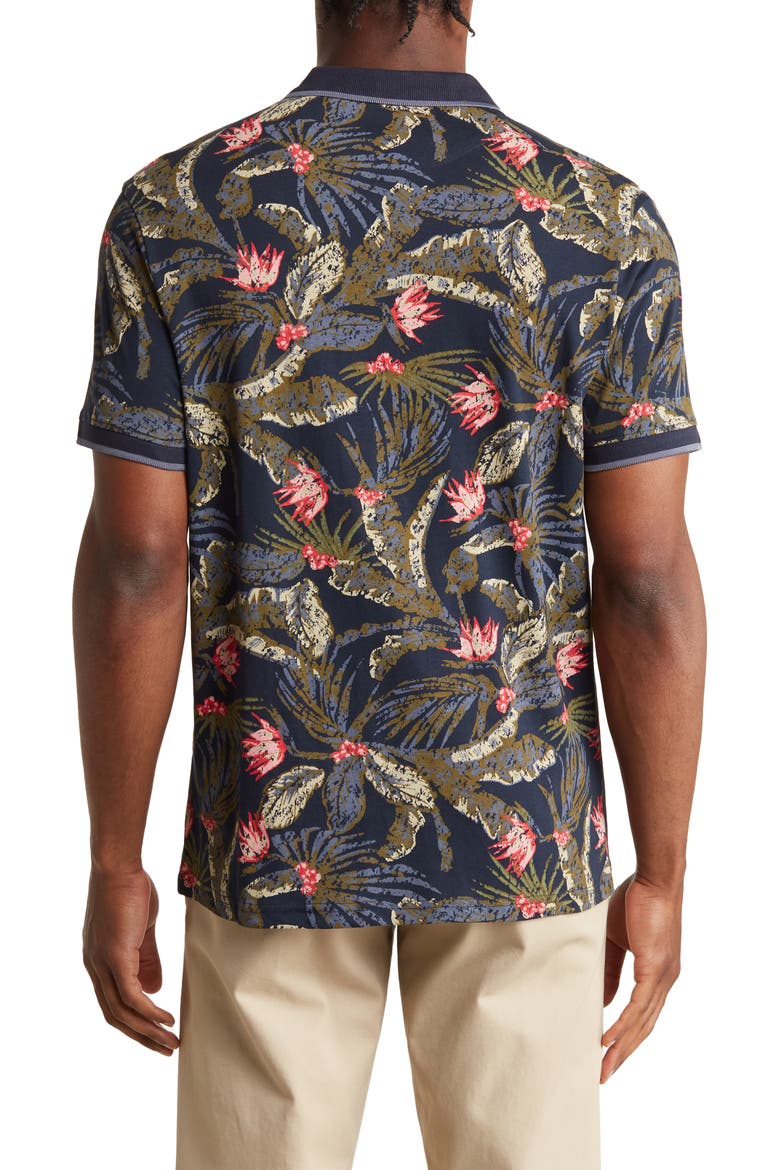 Tropical Print Knit Polo, Alternate, color, NAVY