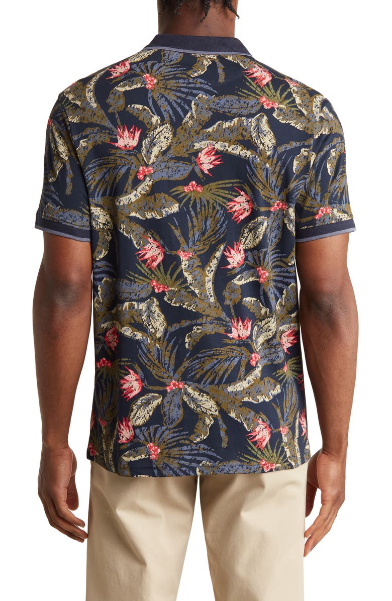 SOUL OF LONDON Tropical Print Knit Polo, Alternate, color, Navy
