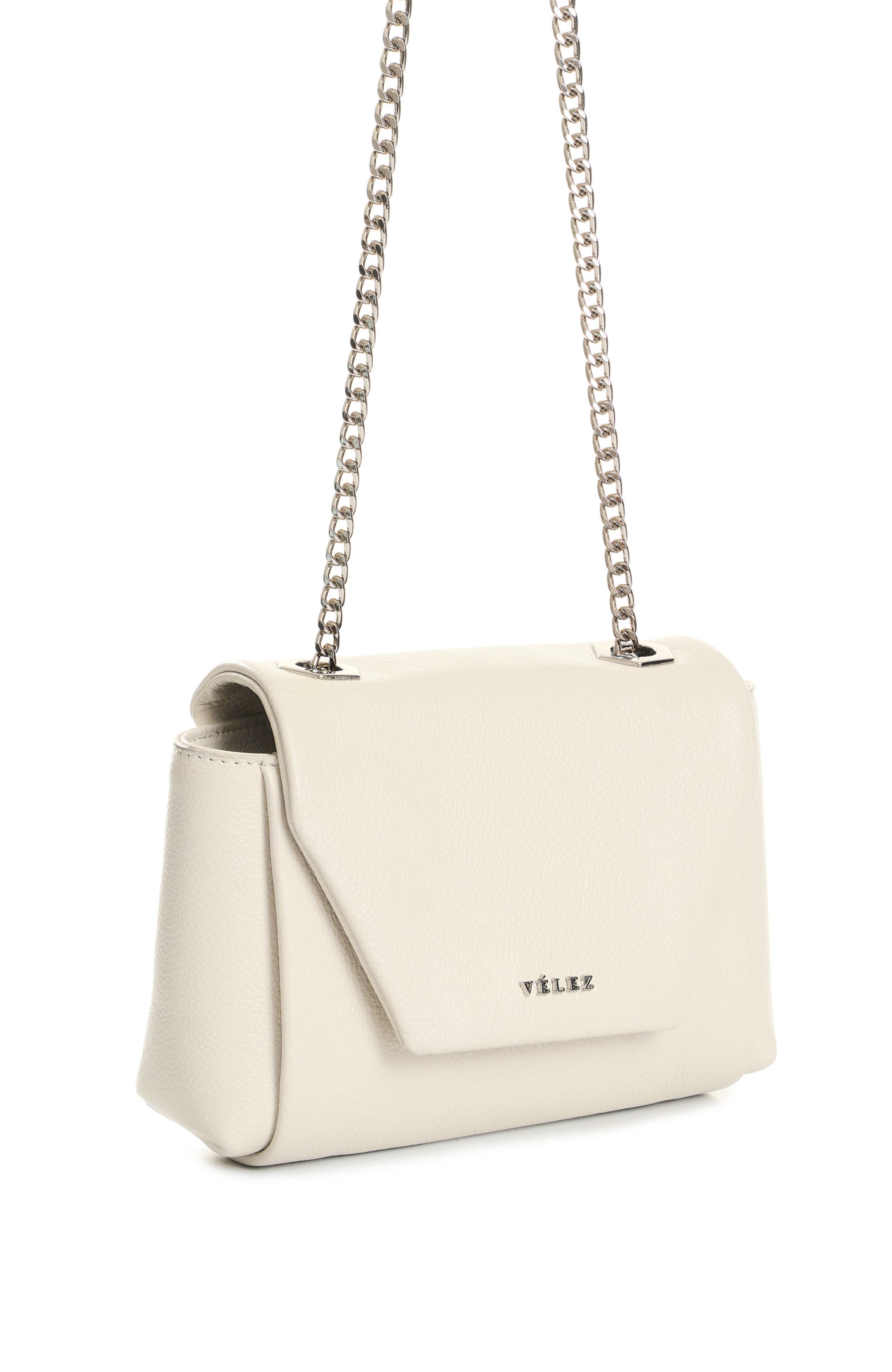 Lili Leather Bowling Bag With Chain, Alternate, color, White