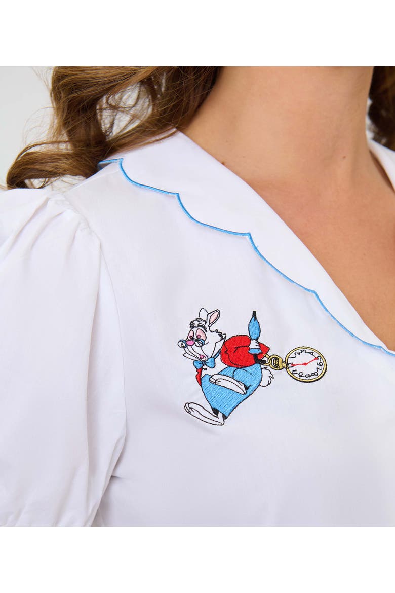 Embriodered Puff Sleeve Top, Alternate, color, White Disney Bunny Print