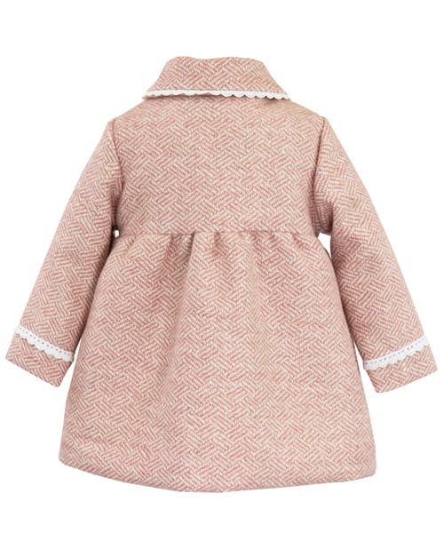 Widgeon Faux Wool Tweed Scallop Trim Jewel Coat In Brown