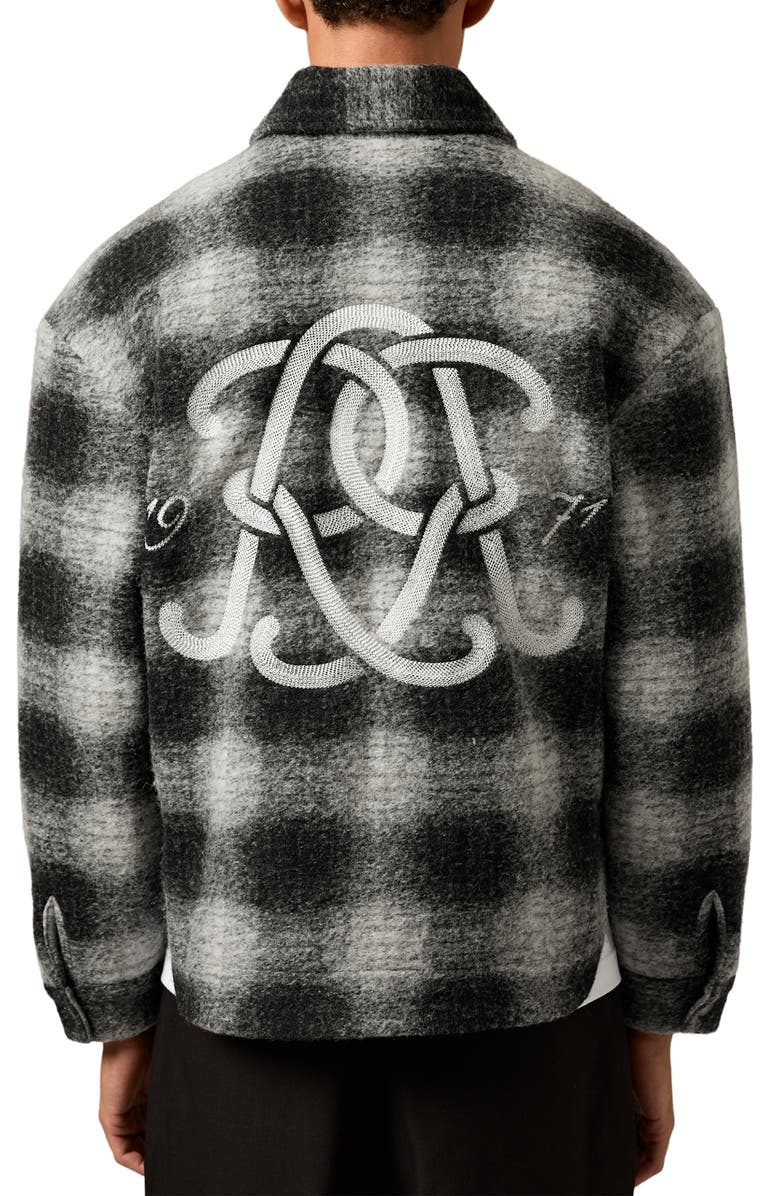 Reiss Barton Graphic Fleec Shirt Jacket, Alternate, color, Black/ White