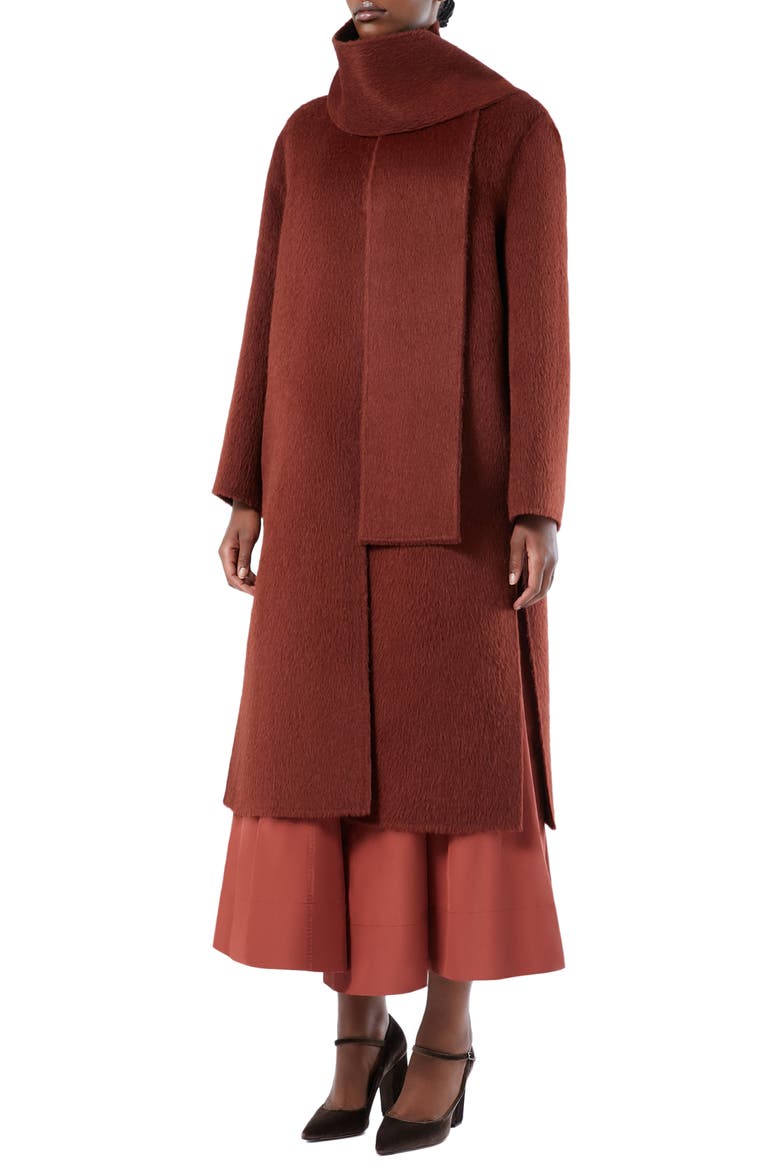 Iacopo Alpaca & Wool Scarf Coat, Main, color, TOBACCO