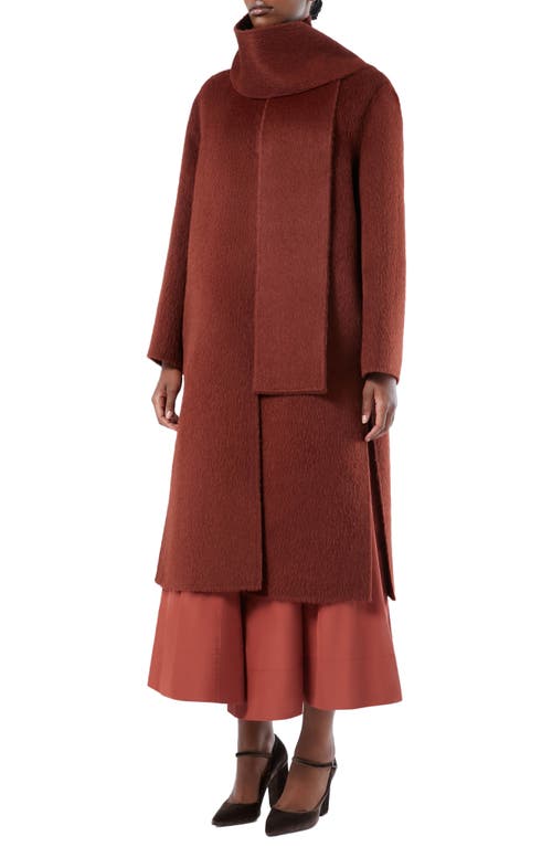 Marina Rinaldi Alpaca-wool Scarf-detail Coat In Brown
