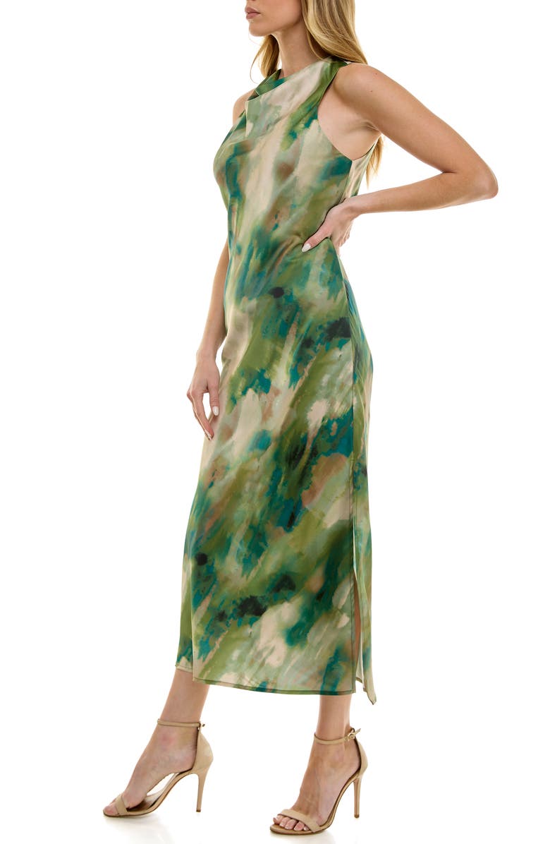 Socialite Cowl Neck Bias Cut Midi Dress, Alternate, color, 