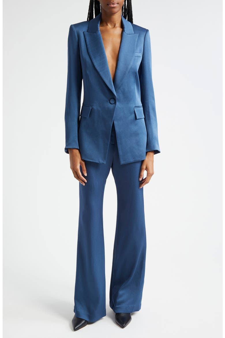 Lebone Satin Wide Leg Pants, Alternate, color, BLUE STONE