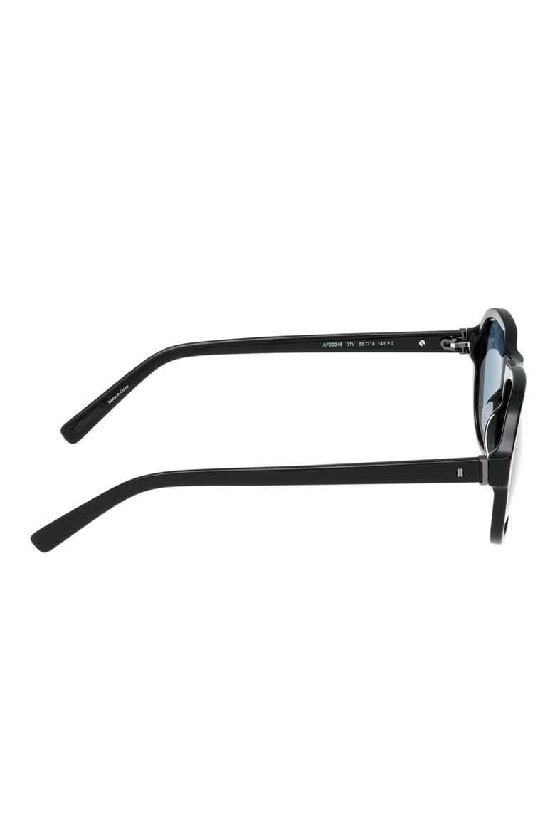 55mm Oval Sunglasses, Alternate, color, SHINY BLACK / BLUE