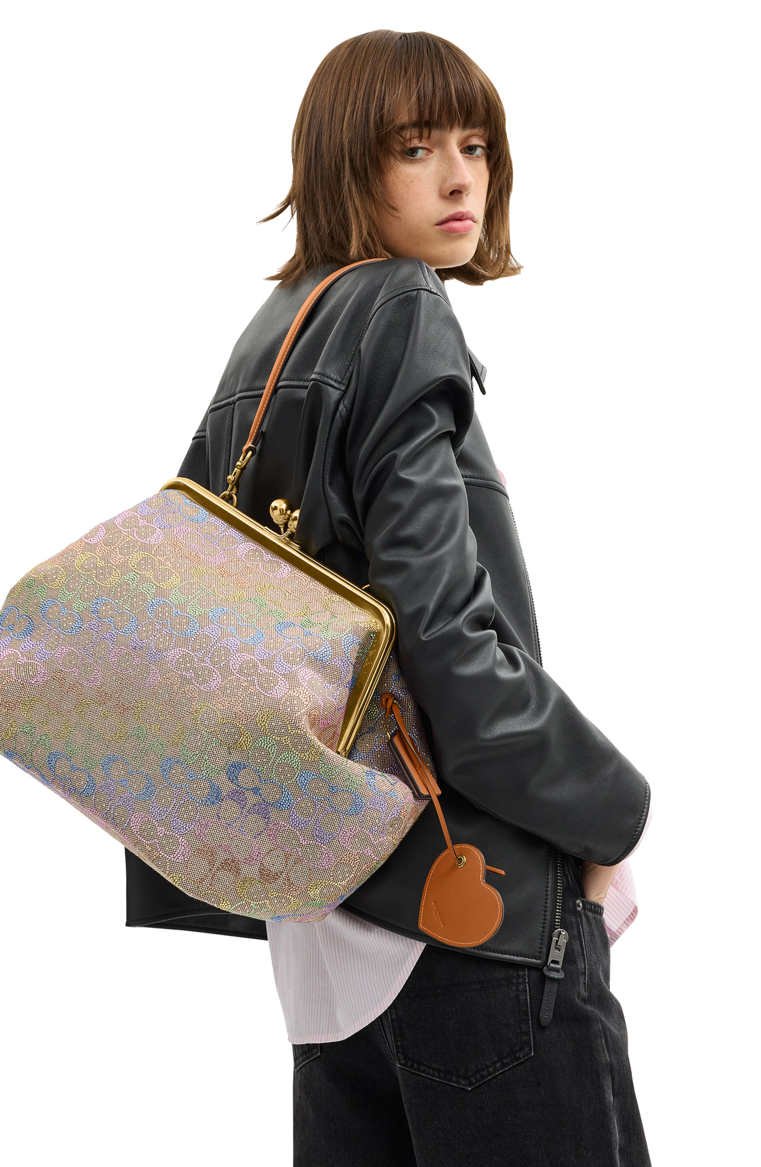 COACH Crystal Signature Jacquard Frame Bag, Alternate, color, 