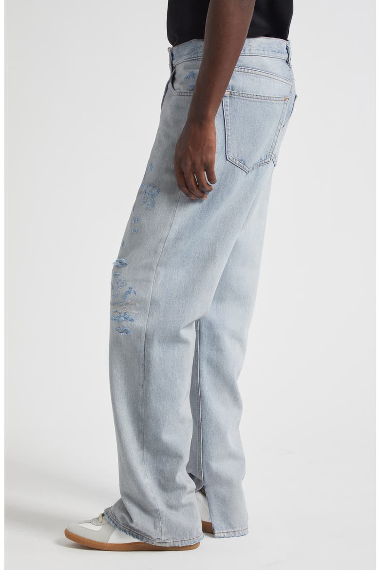 Distressed Straight Leg Jeans, Alternate, color, LIGHT BLUE