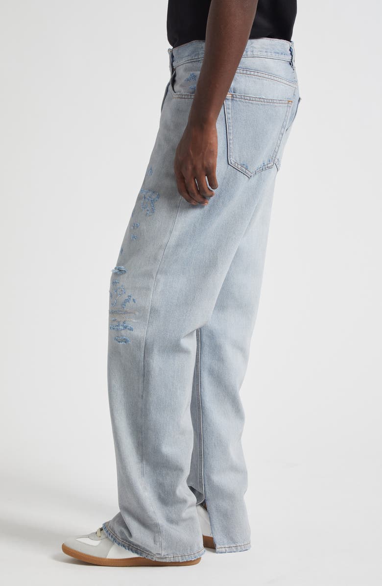 MM6 Maison Margiela Distressed Straight Leg Jeans, Alternate, color, Light Blue