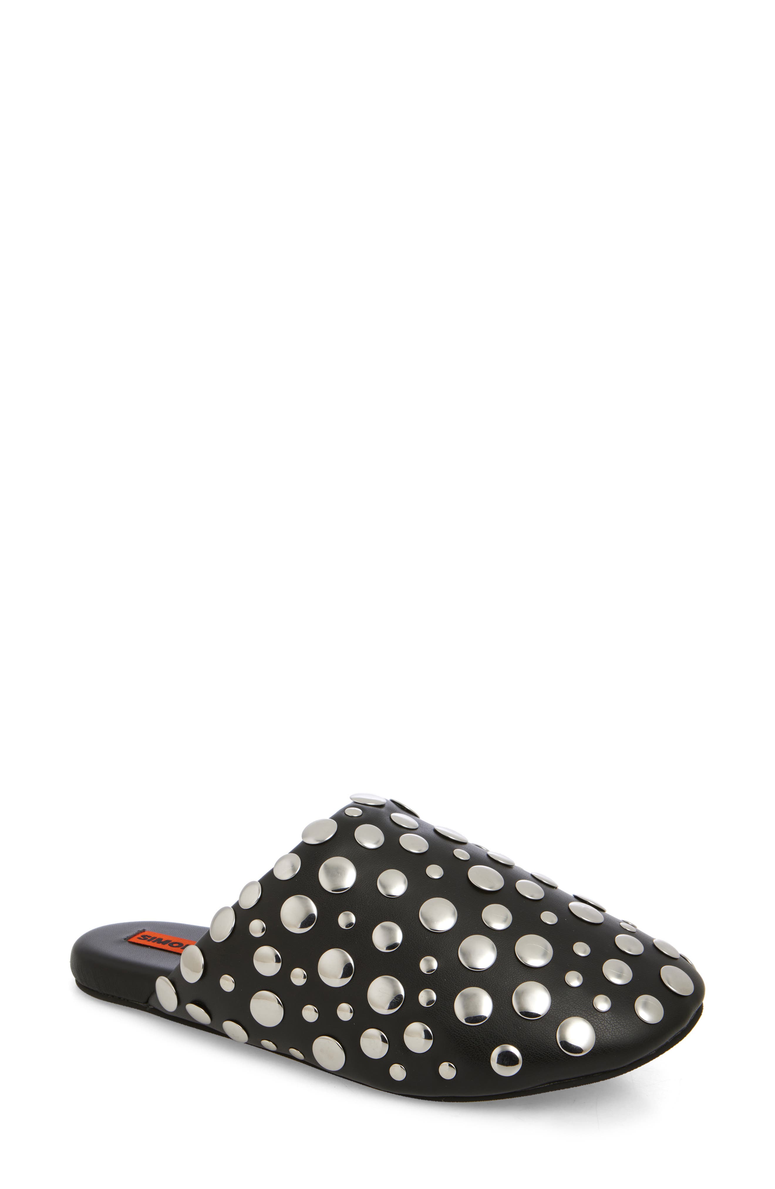 Studded Bubble Mule, Main, color, BLACK/SILVER