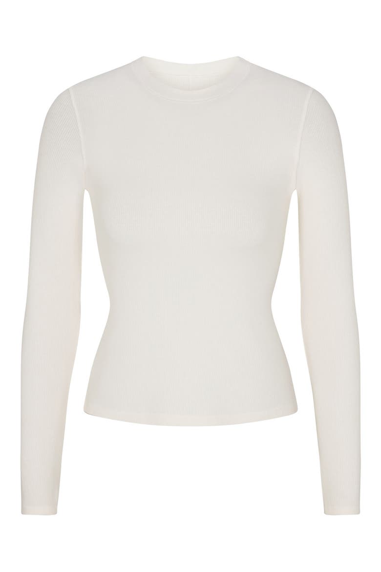 Stretch Cotton Rib Long Sleeve T-Shirt, Alternate, color, MARBLE