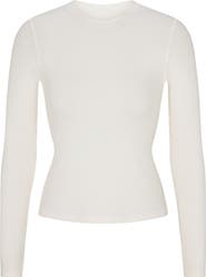 SKIMS Stretch Cotton Rib Long Sleeve T-Shirt