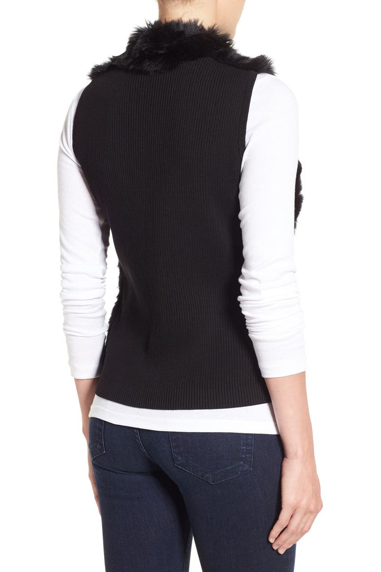 Zip Front Faux Fur Vest, Alternate, color, BLACK