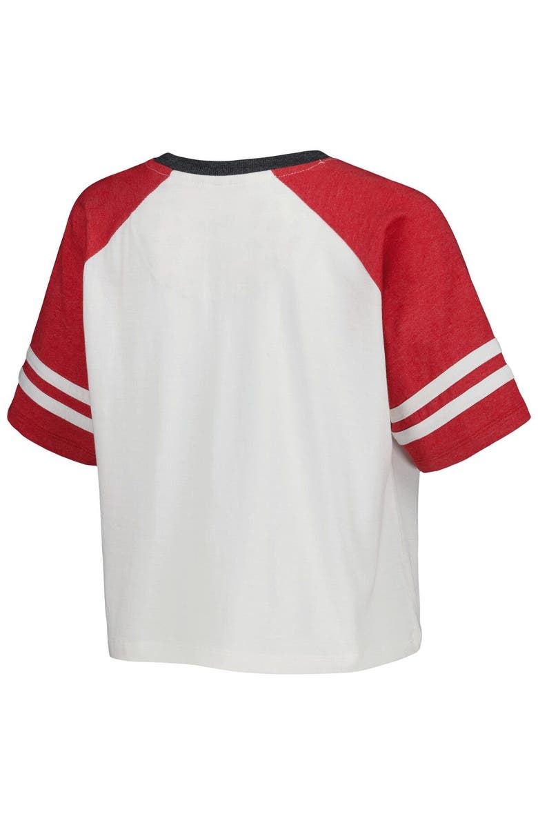 PRESSBOX Women's Pressbox White Alabama Crimson Tide Melange Beaumont Cropped Raglan T-Shirt, Alternate, color, 