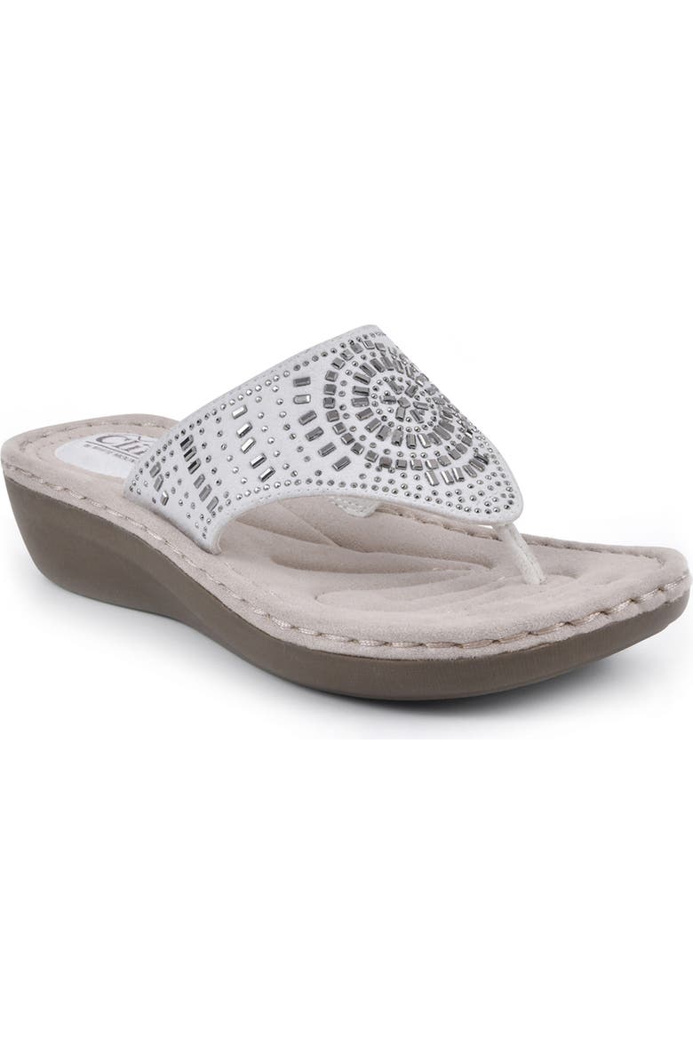 CLIFFS BY WHITE MOUNTAIN Cienna Thong Sandal - Wide Width, Main, color, White Fabric