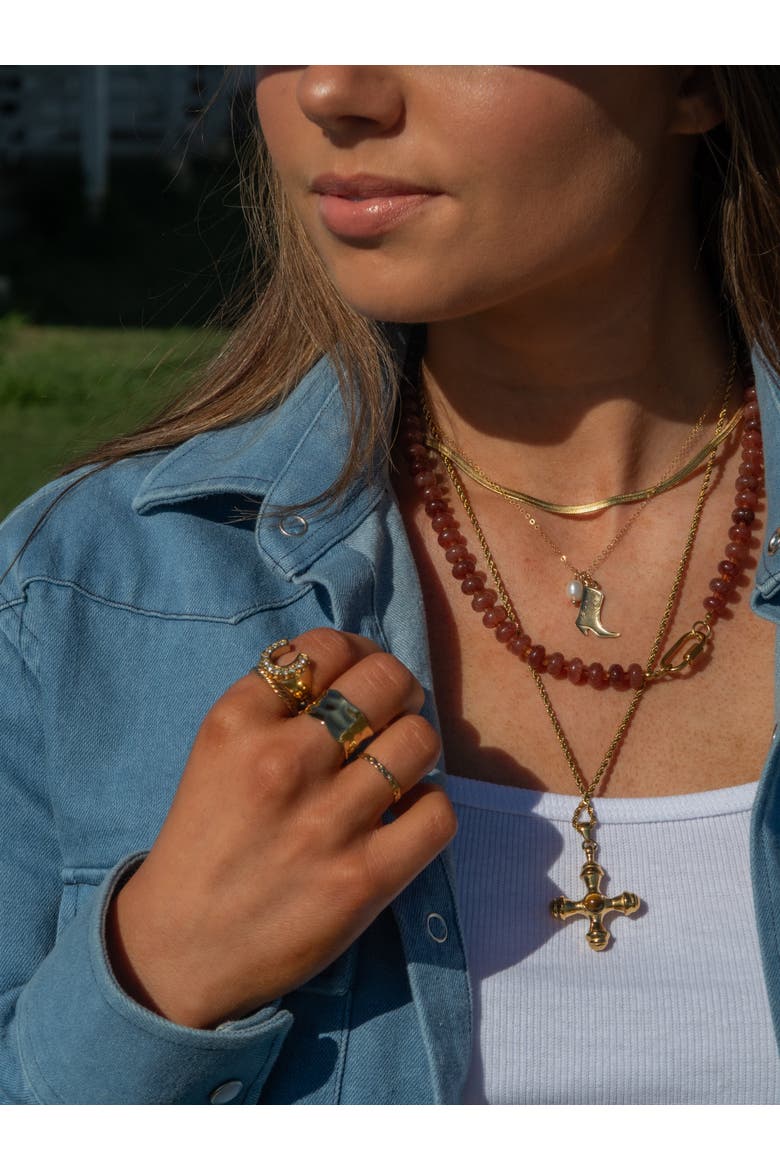Salt and Saddle Necklace, Alternate, color, Gold