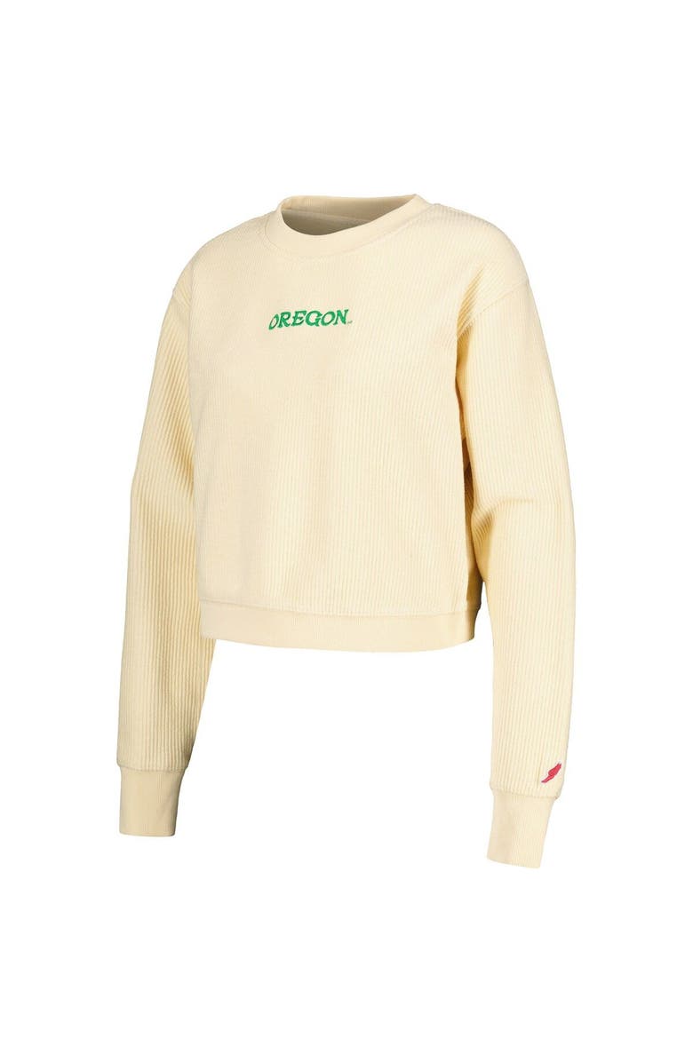 LEAGUE COLLEGIATE WEAR Women's League Collegiate Wear Cream Oregon Ducks Timber Cropped Pullover Sweatshirt, Alternate, color, 