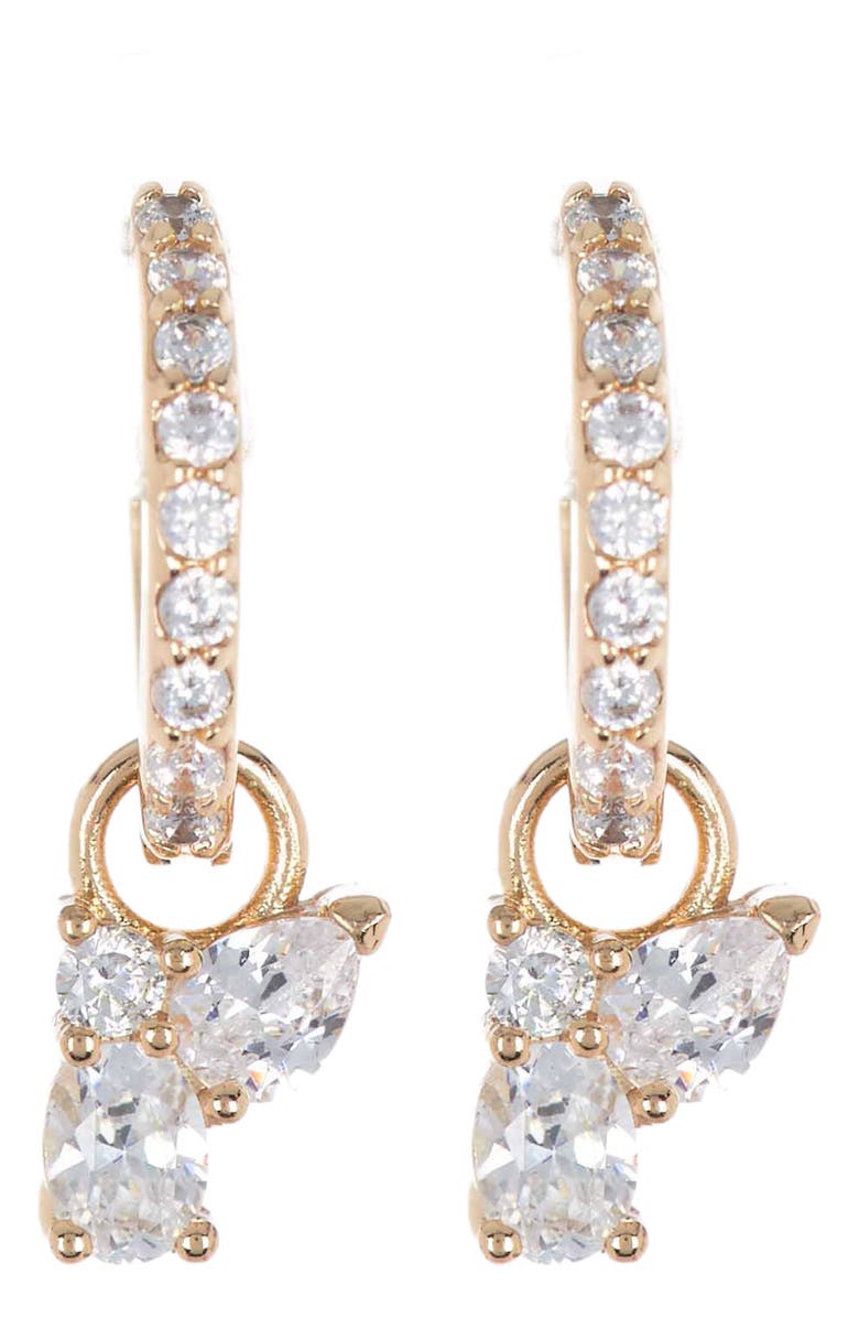 NORDSTROM RACK Cubic Zirconia Cluster Drop Huggie Hoop Earrings, Main, color, 