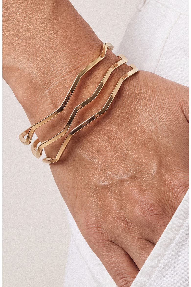 Wavy Days Set of 3 Bangles, Alternate, color, GOLD