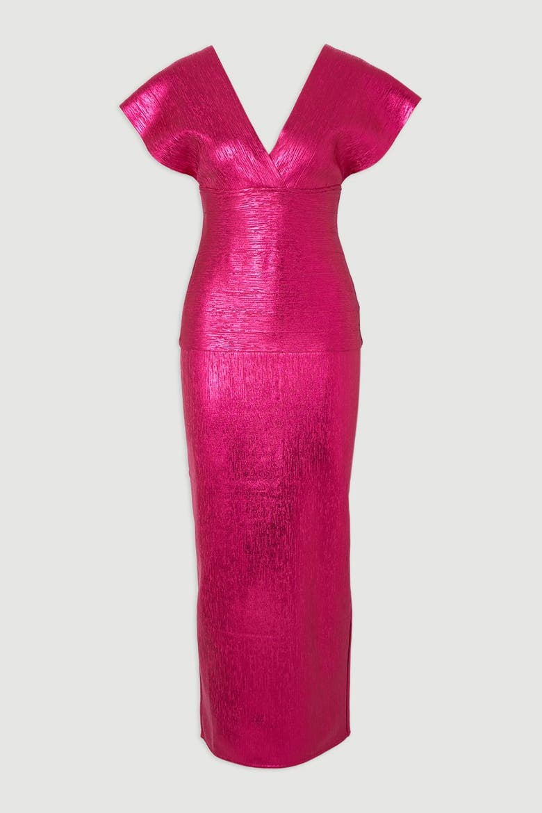 Deep V-Neck Angel Sleeve Maxi Dress, Alternate, color, Hot Pink
