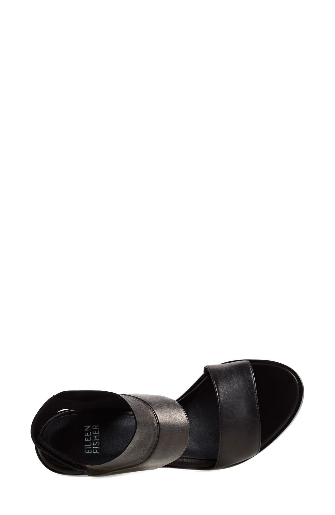 'Art' Tumbled Leather Ankle Cuff Sandal, Alternate, color, BLACK