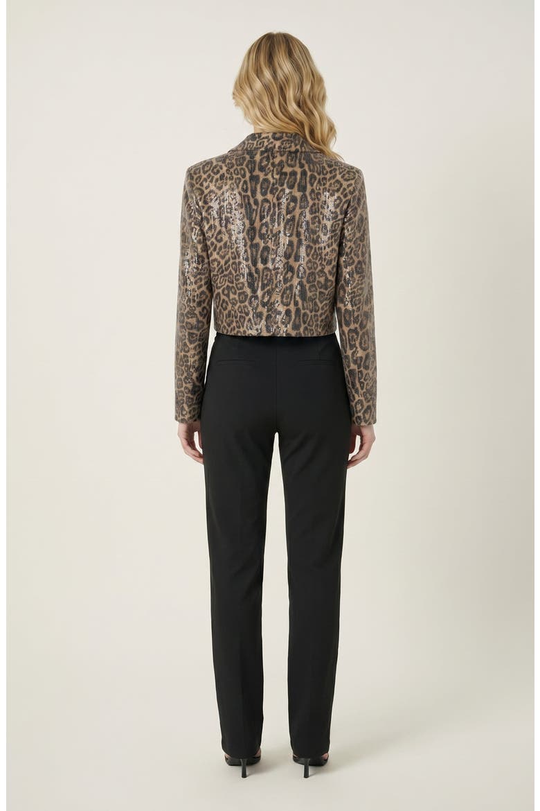 Cropped Leopard Print Sequin Blazer, Alternate, color, Tan