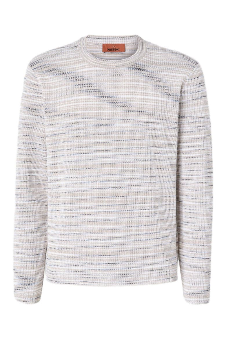 Ribbed Crew-neck Space-dye Cotton Pullover, Alternate, color, Multicoloured