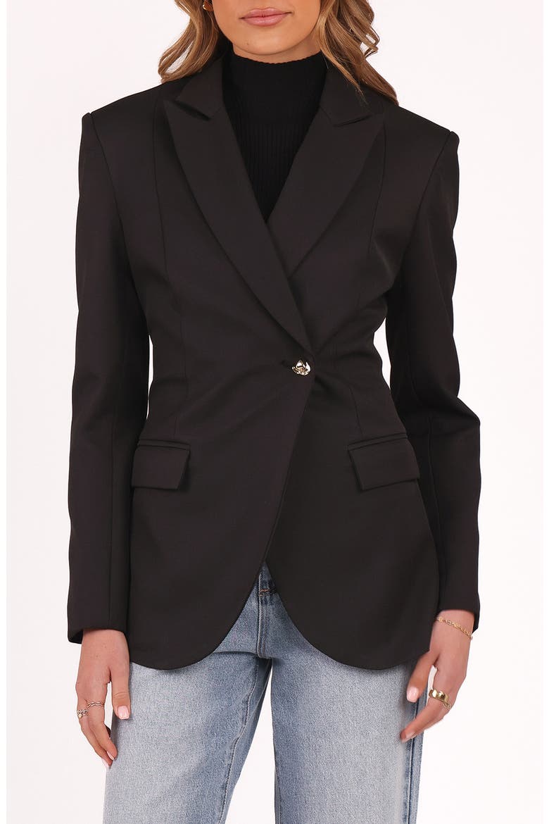 Danity One-Button Blazer, Main, color, BLACK