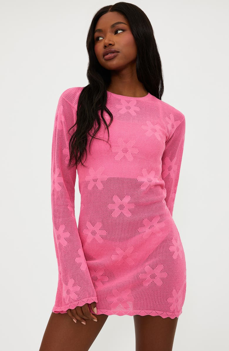 Beach Riot Libbi Long Sleeve Cotton Cover-Up Dress, Alternate, color, Pink Sail