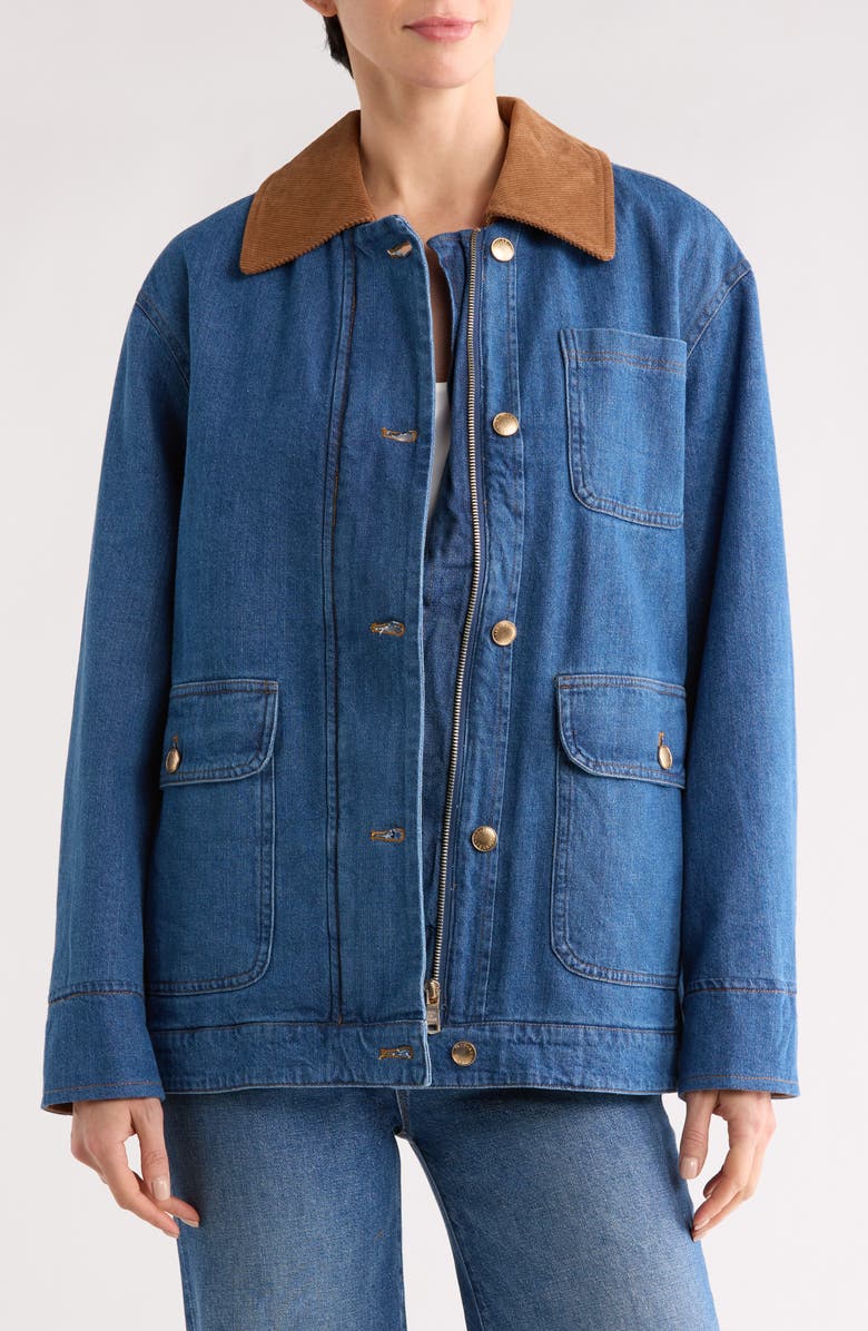 Avec Les Filles Relaxed Fit Barn Jacket, Main, color, Medium Wash