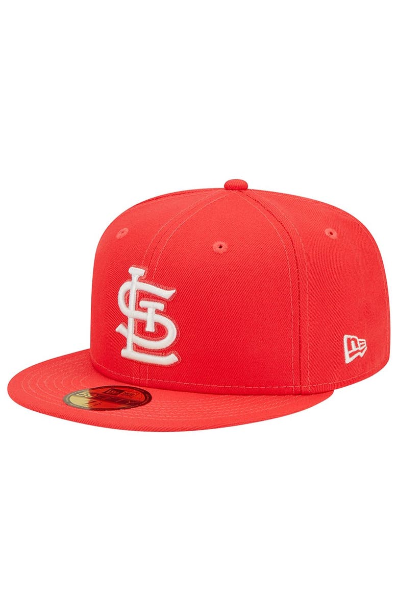 New Era Men's New Era Red St. Louis Cardinals Lava Highlighter Logo 59FIFTY Fitted Hat, Main, color, 