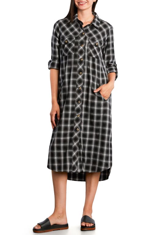 Billy T All Good Star Print Long Sleeve Denim Shirtdress in Smoke Plaid  product