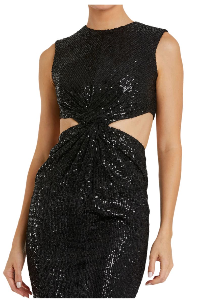 Mac Duggal Sleeveless Sequin Gown with Cutout Detail and Sleek Silhouette, Alternate, color, Black