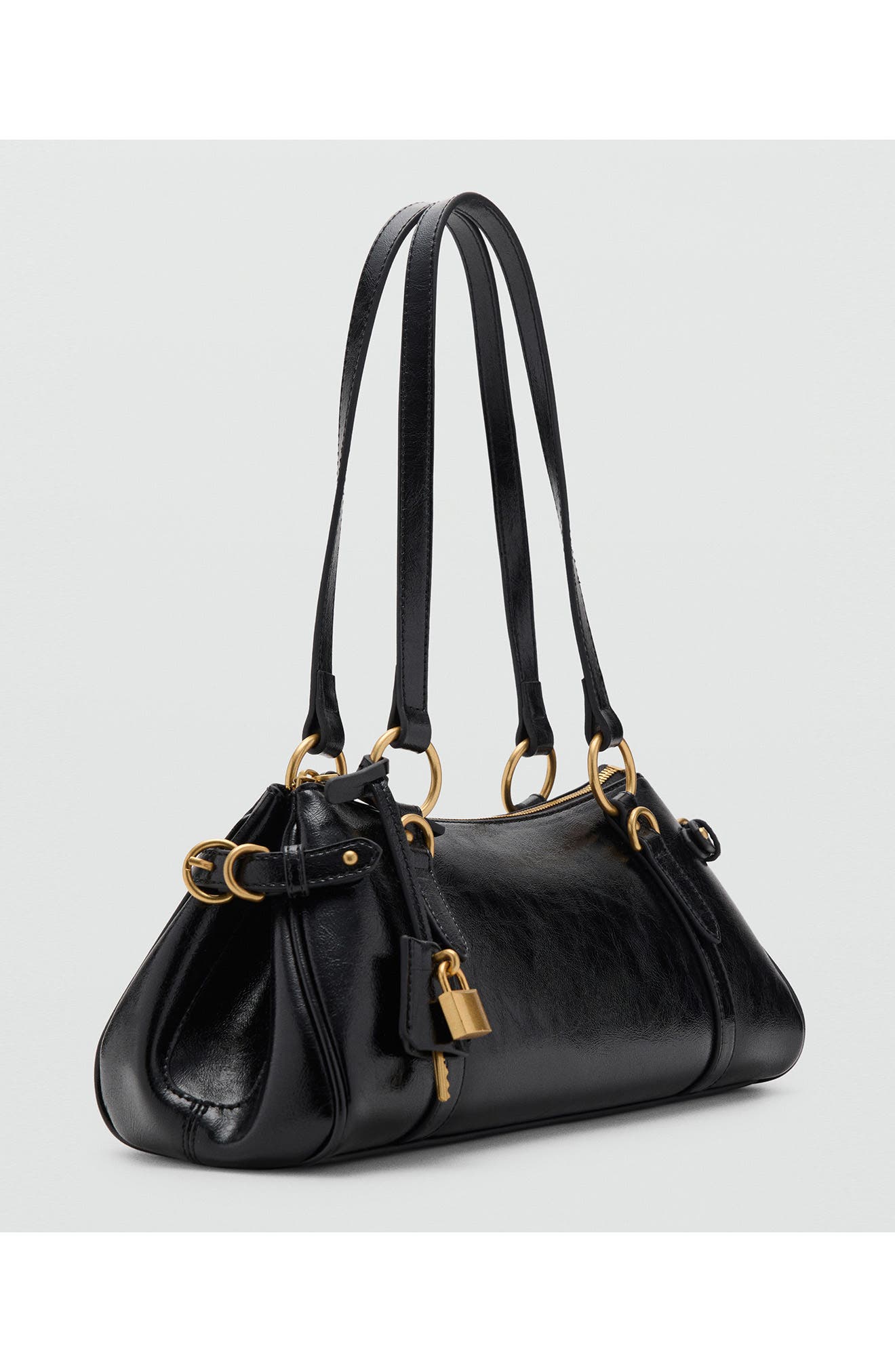 MANGO Faux Leather Bowling Shoulder Bag, Alternate, color, 