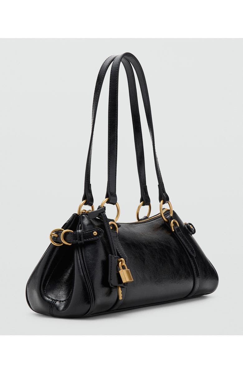 MANGO Faux Leather Bowling Shoulder Bag, Alternate, color, Black