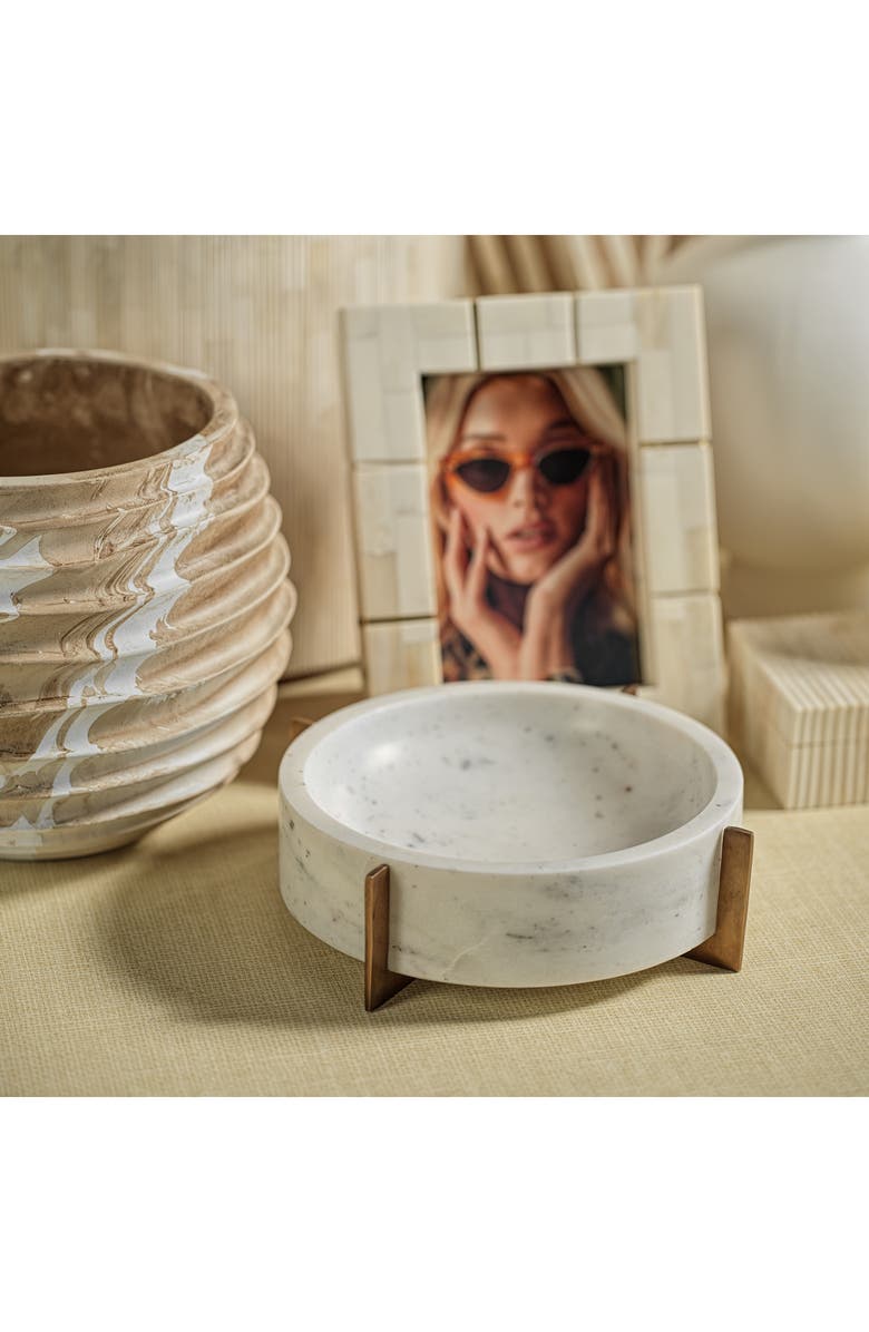 Zodax Catania Marble Footed Bowl, Alternate, color, White/ Gold