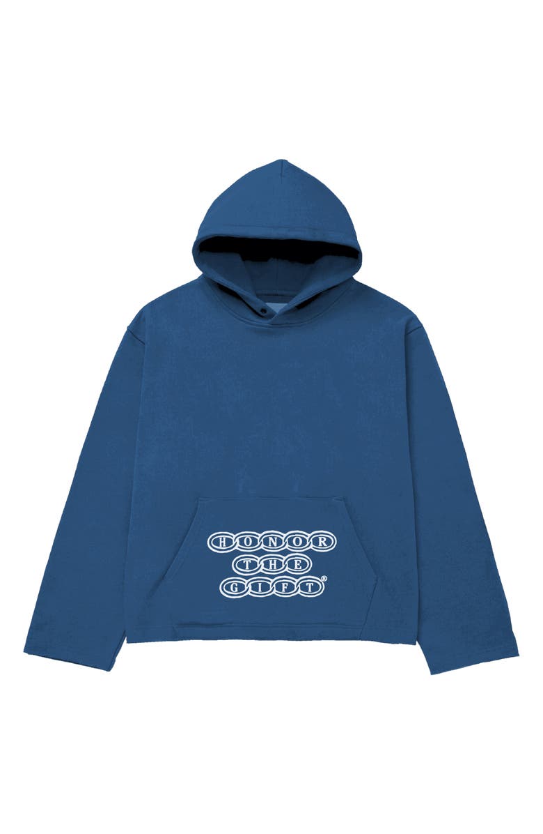 HONOR THE GIFT Chainlink Logo Oversize Raw Edge Hoodie, Main, color, 