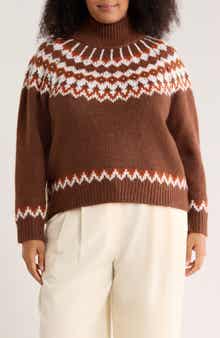 Joseph A Fair Isle Mock Neck Sweater